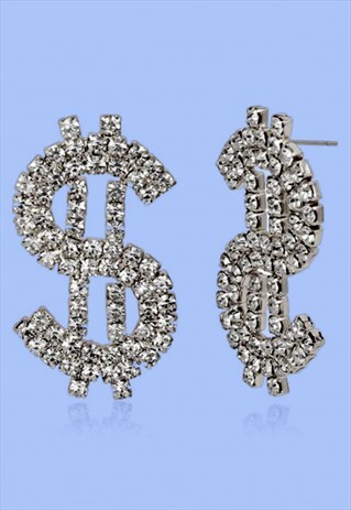 DOLLAR RHINESTONE EARRINGS