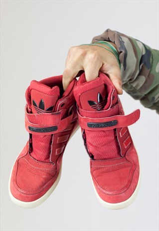 VINTAGE ADIDAS RED HIGH-TOP TRAINERS