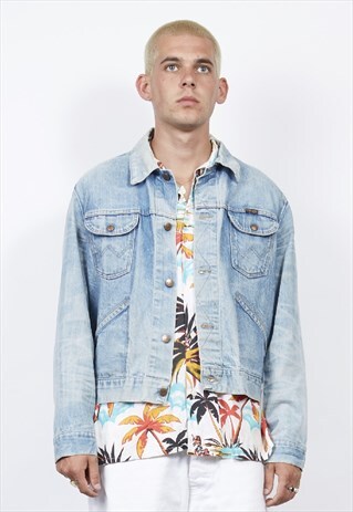 VINTAGE 70'S WRANGLER DISTRESSED LIGHT-WASH DENIM JACKET