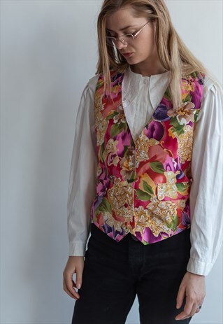 VINTAGE 80S FLORAL PARTY VEST