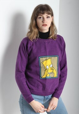Vintage The Simpsons Cartoon Graphic Sweatshirt Purple