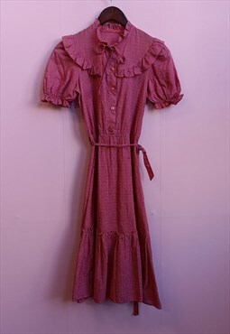 Vintage 1970s short sleeve Cottagecore pink dress