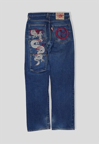 VINTAGE AUTHENTIC JAPANESE EMBROIDERED DRAGON DENIM JEANS