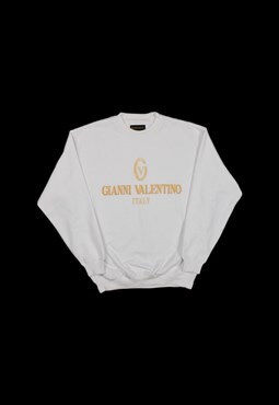 Vintage 90s Gianni Valentino Embroidered Sweatshirt in White