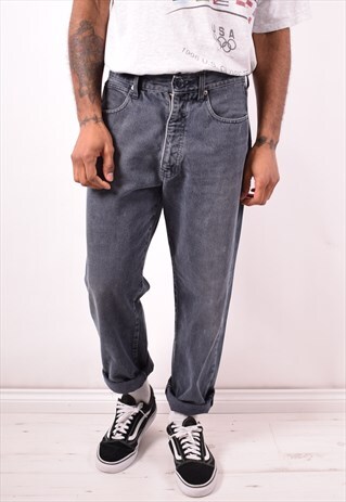 ARMANI MENS VINTAGE JEANS W34 L29 BLACK 90S
