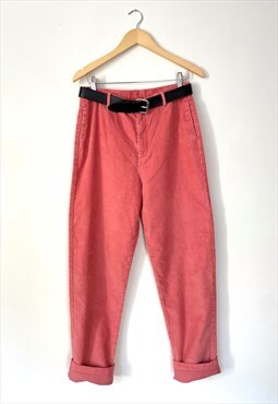 Vintage High Waisted Corduroy Mom Trousers Bubblegum Pink