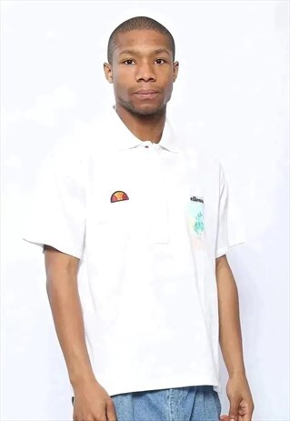 VINTAGE ELLESSE LOGO POLO SHIRT WHITE