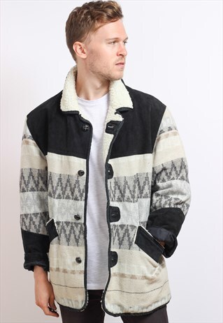 VINTAGE AZTEC FLEECE LINED JACKET