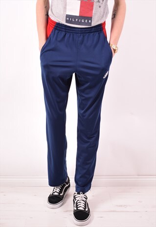 ADIDAS MENS VINTAGE TRACKSUIT TROUSERS MEDIUM NAVY BLUE 90S