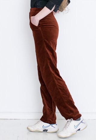 VINTAGE MAROON HAIGH WAIST WIDE LEG RETRO TROUSERS