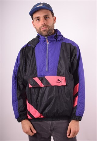 PUMA MENS VINTAGE PULLOVER JACKET LARGE MULTI 90S