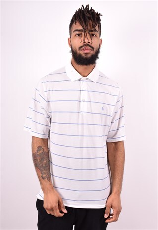 POLO RALPH LAUREN MENS VINTAGE POLO SHIRT MEDIUM WHITE 90'S