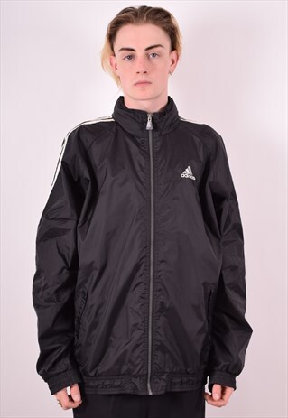 ADIDAS MENS VINTAGE RAIN JACKET XL BLACK 90S