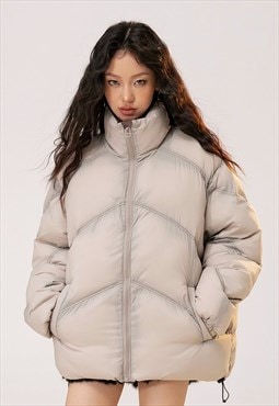 Luminous bomber jacket grunge puffer winter coat in cream