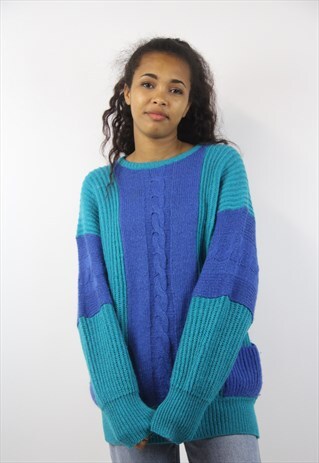 VINTAGE BLOCK PATTERNED WOOL JUMPER