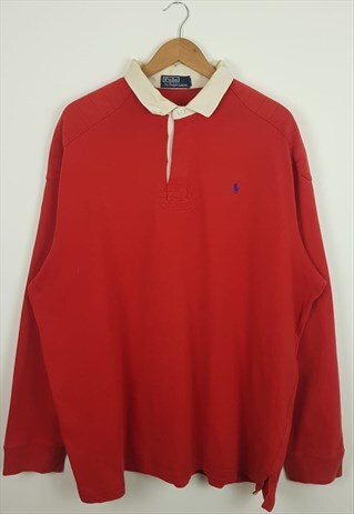 VINTAGE POLO RALPH LAUREN RUGBY TOP RED