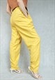 VINTAGE YELLOW LINEN BLEND SLACKS, LARGE 80S TROUSERS, LARGE