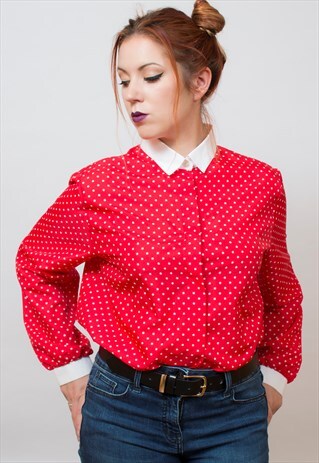 VINTAGE 1980'S POLKA DOT BLOUSE 18