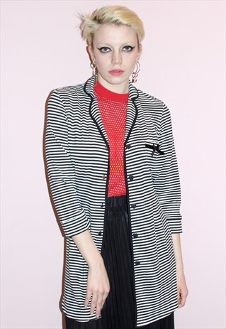 BETSEY JOHNSON BLACK & WHITE STRIPED BLAZER/JACKET GRUNGE