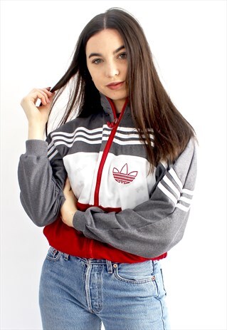 90'S RETRO RED & GREY FESTIVAL TRACK JACKET