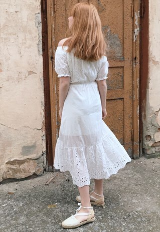 CROCHET OFF-THE-SHOULDER MAXI DRESS
