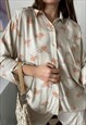 Vintage 80s Boho print floral pastel blouse top shirt