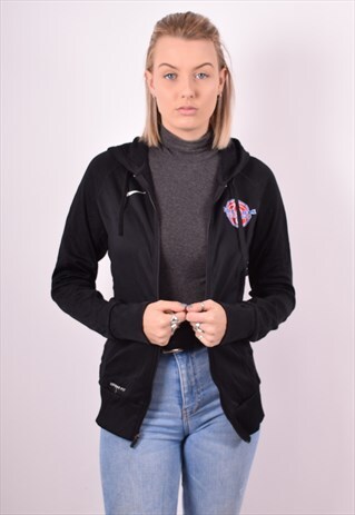 NIKE WOMENS VINTAGE HOODIE JACKET SMALL BLACK 90S