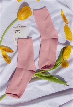 Dusky Pink Colour Block Socks