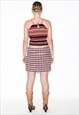 VINTAGE 90S HOUNDSTOOTH MINI SKIRT IN RED / WHITE