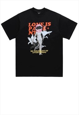 Love slogan tshirt poster print tee grunge pop art top black
