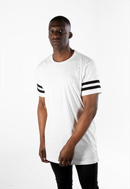 Women's Essential Sleeve Band Stripe T-Shirt - White