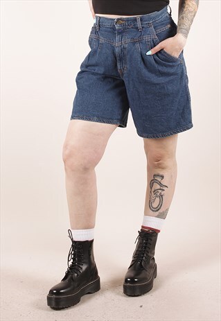VINTAGE 90'S BLUE HIGH WAISTED DENIM SHIRT /NN1260