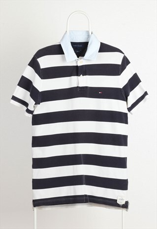 VINTAGE TOMMY HILFIGER STRIPED POLO SHIRT LOGO