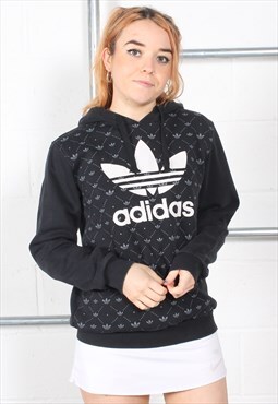 Vintage Adidas Originals Hoodie Black Pullover Jumper Small