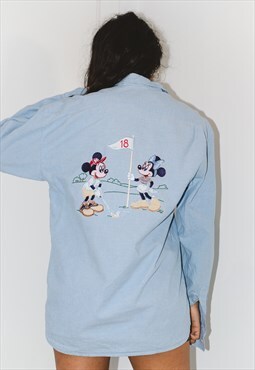 Vintage 90s Donaldson x Disney Embroidered Blue Shirt