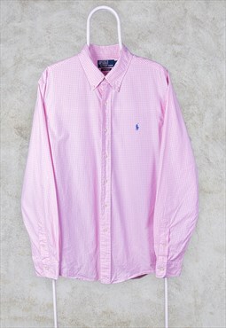 Vintage Polo Ralph Lauren Shirt Pink Check Long Sleeve XL