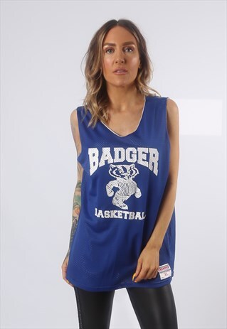 SPORT JERSEY BASKETBALL BADGER VEST TOP UK 18 (B72N)