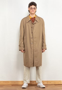 Vintage 70's Men Mid-Length Mac Coat in Beige