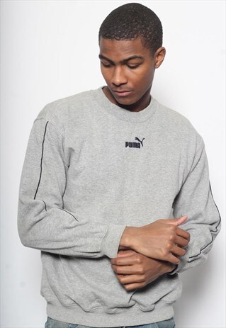 VINTAGE PUMA CENTRAL LOGO SWEATSHIRT GREY