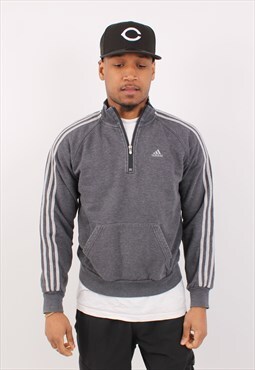 Vintage Adidas Quarter Zip Dark Grey Sweatshirt