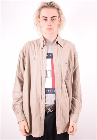 KAPPA MENS VINTAGE SHIRT XL KHAKI 90S
