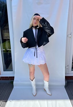 Black Cropped Blazer and Flower Corsage