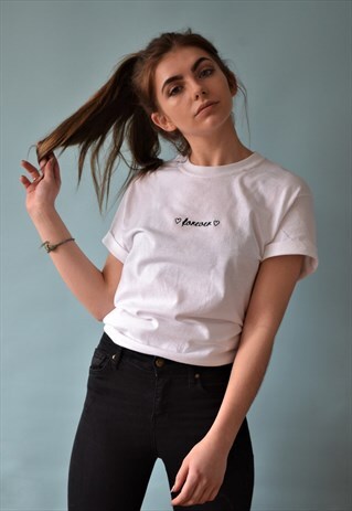 FOREVER EMBROIDERED WHITE TEE