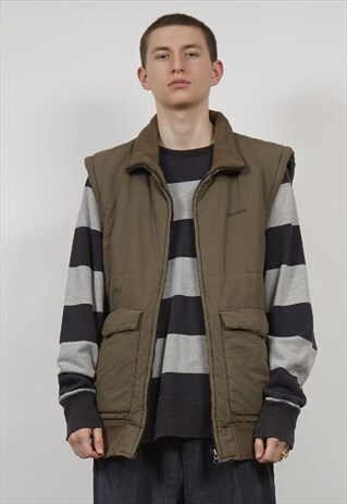VINTAGE 90'S CARHARTT KHAKI PADDED VEST JACKET