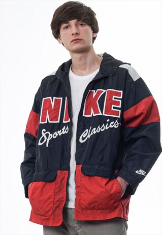 VINTAGE NIKE TRACKSUIT HOODED WINDBREAKER 90S BLACK RED
