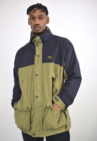 VINTAGE 90S HELLY HANSEN GREEN BLACK JACKET