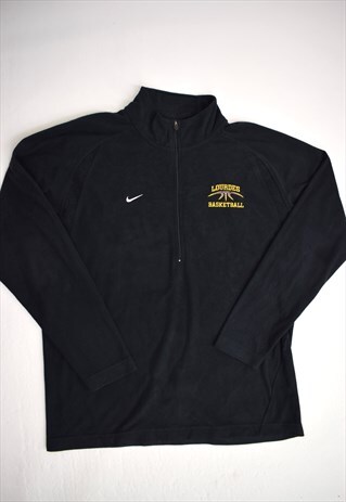 VINTAGE 90S NIKE BLACK 3/4 ZIP FLEECE JUMPER