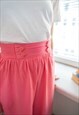 VINTAGE 80'S PINK COTTON HIGH WAISTED TROUSERS