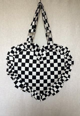 CHECKERBOARD HEART TOTE BAG