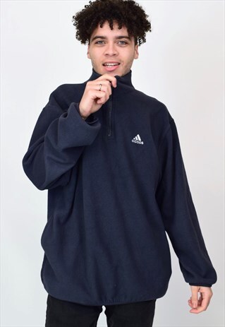 VINTAGE 90'S ADIDAS NAVY 1/4 ZIP FLEECE